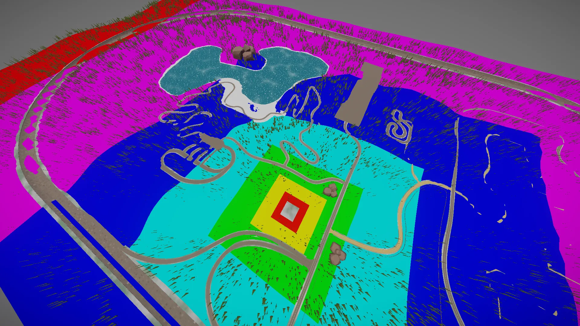 Aerial shot of the map with level of detail highlighted